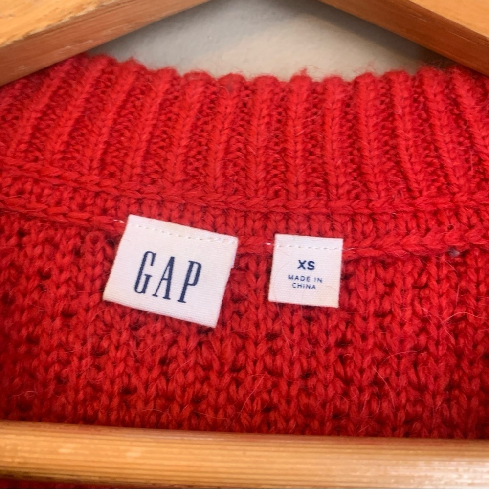 Gap Chunky Knit Red Navy Colorblock Cardigan Sweater Sz xs Popcorn Retro - Picture 5 of 7